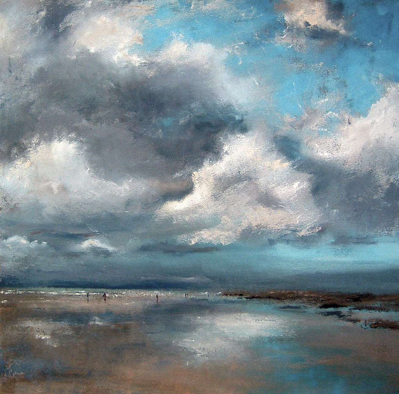 The clouds almost touched the beach 30" x 30"